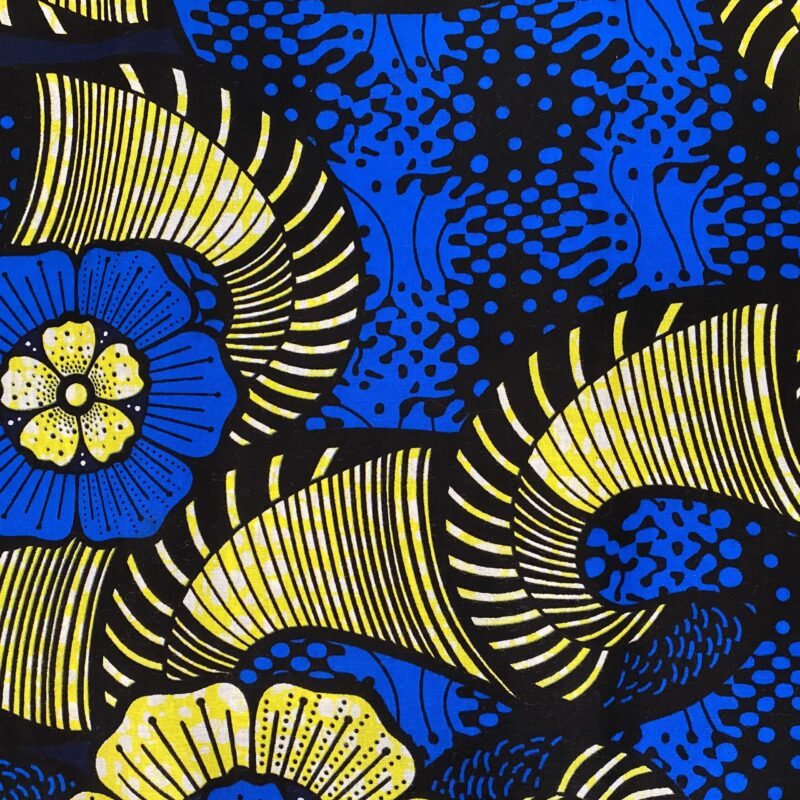 Tissu wax bleu jaune