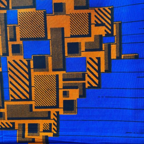 Tissu wax bleu et orange