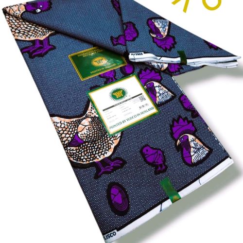 Tissu Wax 100% Coton motif poules