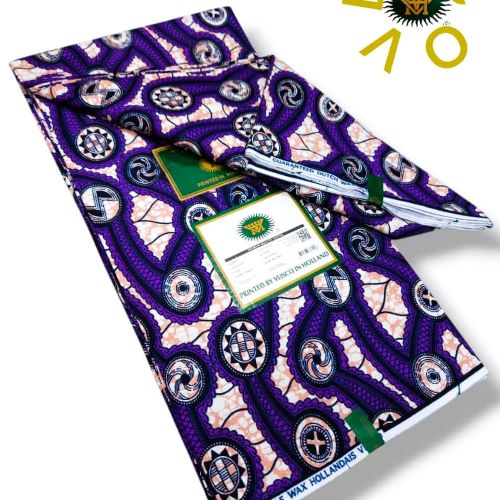 Tissu Wax 100% coton couleur mauve